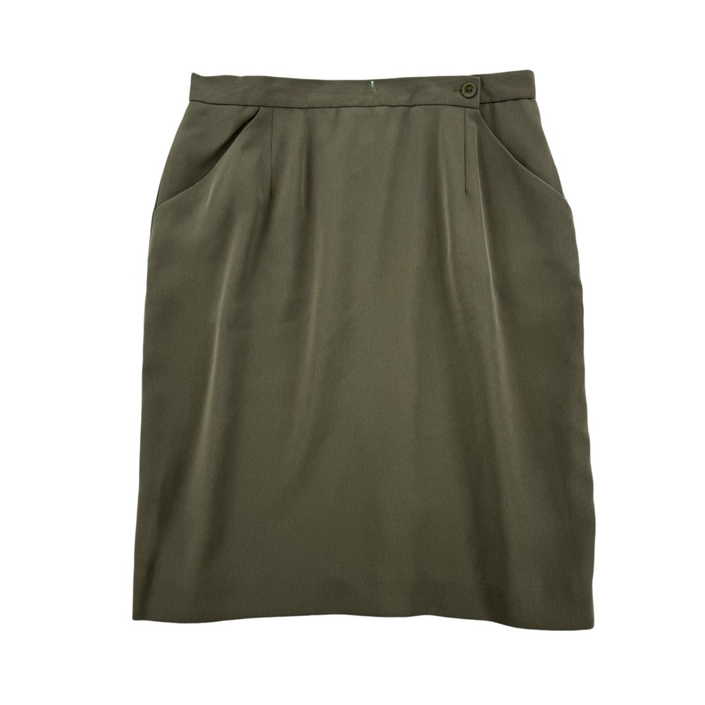 Vintage Jones Wear Skirt Womens 12 Straight Pencil Olive Green Made in USA NWT